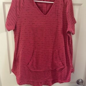 Livi Active Pink Hooded V-Neck Pink Tunic Top size 14/16